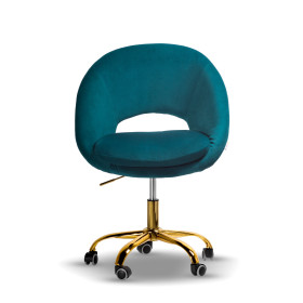 krzesło obrotowe MONTE turkusowe złota noga