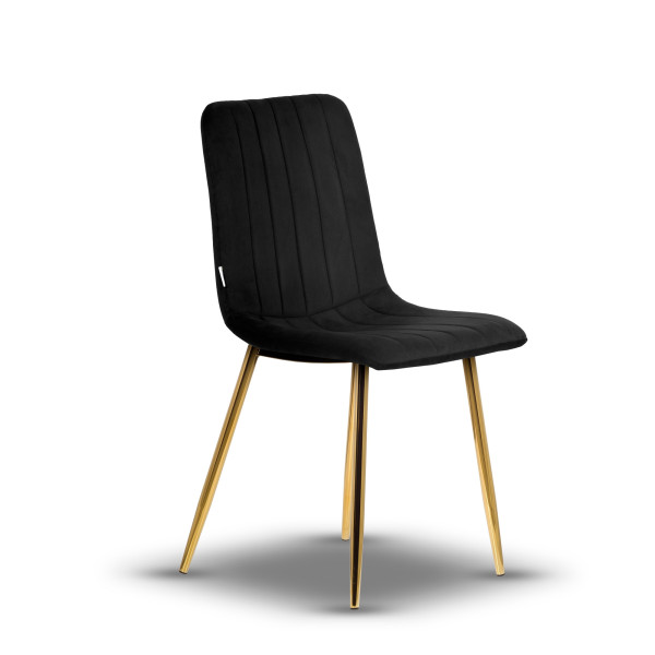 krzesło tapicerowane EVAN czarne noga złota
