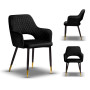 krzesło tapicerowane PRINCE czarny noga czarna+złoty