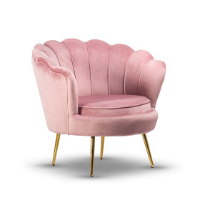 MUSZELKA fotel różowy/złota noga