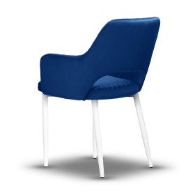 krzesło tapicerowane PRINCE niebieskie noga biała