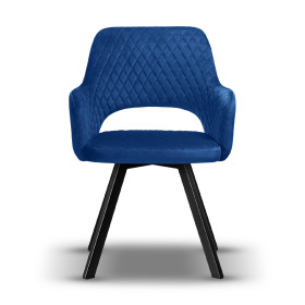 krzesło tapicerowane PRINCE niebieskie z obrotowym siedziskiem
