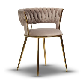 krzesło glamour MEGGY kolor taupe złote nogi