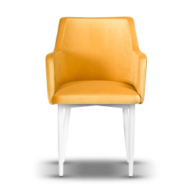 BARI krzesło z podłokietnikiem białe nogi