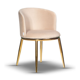 krzesło tapicerowane LUCY jasny beżowy noga złota