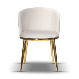 krzesło tapicerowane LUCY jasny szary noga złota
