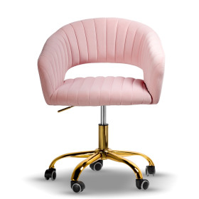 welurowy krzesło obrotowe MARGO różowy/złoty