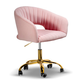 welurowy krzesło obrotowe MARGO różowy/złoty