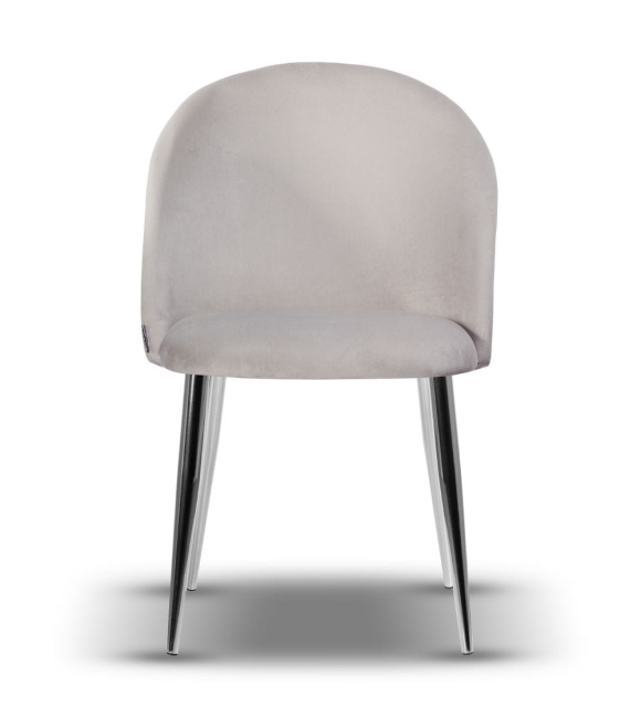Krzesło Welurowe SOUL noga chrom jasne szare