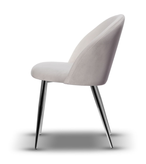 Krzesło Welurowe SOUL noga chrom jasne szare