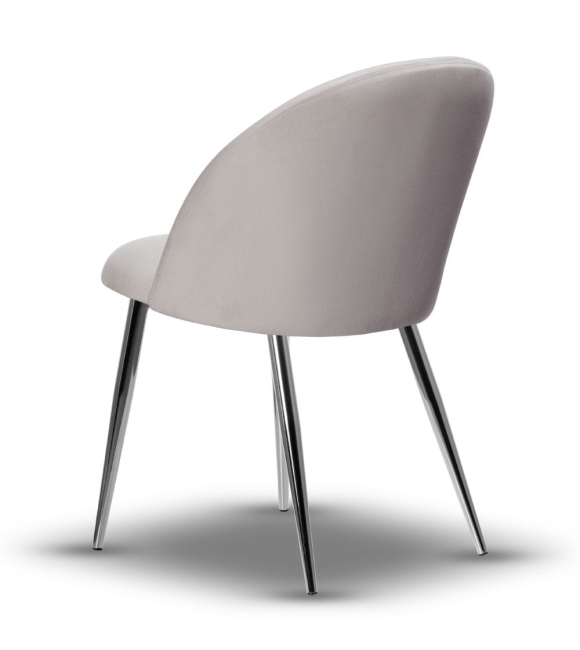 Krzesło Welurowe SOUL noga chrom jasne szare