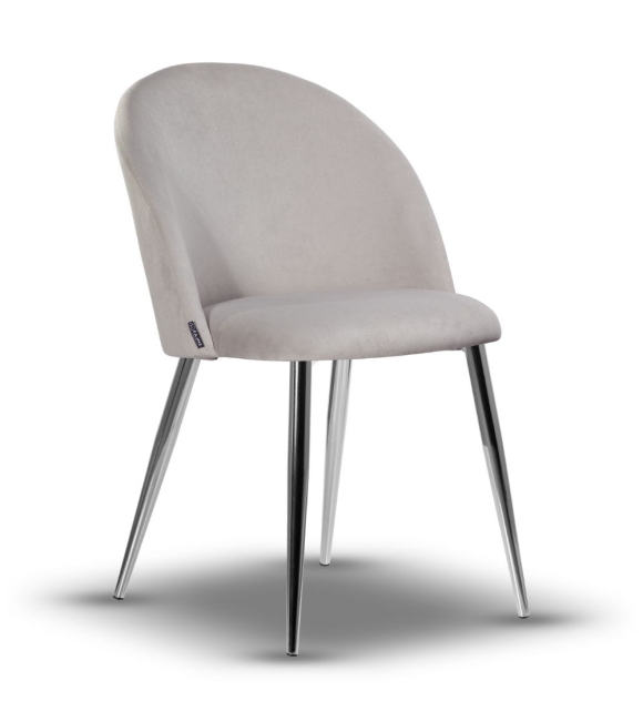Krzesło Welurowe SOUL noga chrom jasne szare