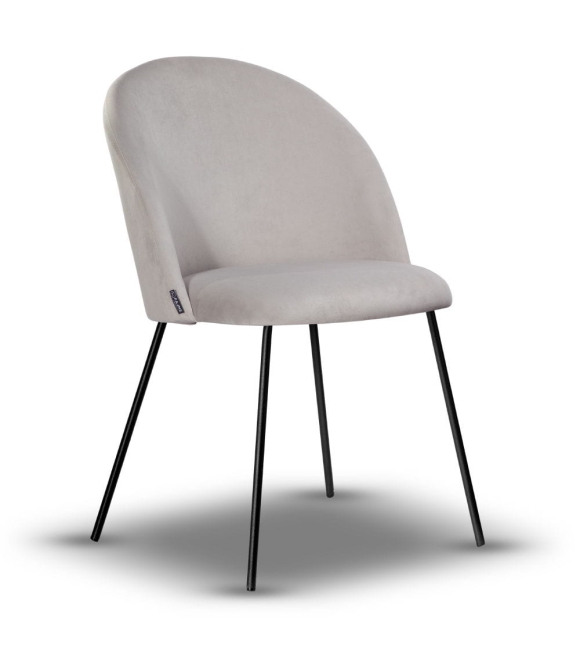 Krzesło Welurowe SOUL noga slim jasne szare