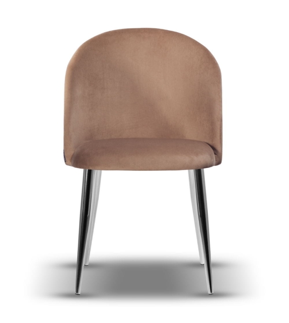 Krzesło Welurowe SOUL noga chrom ciemny beż