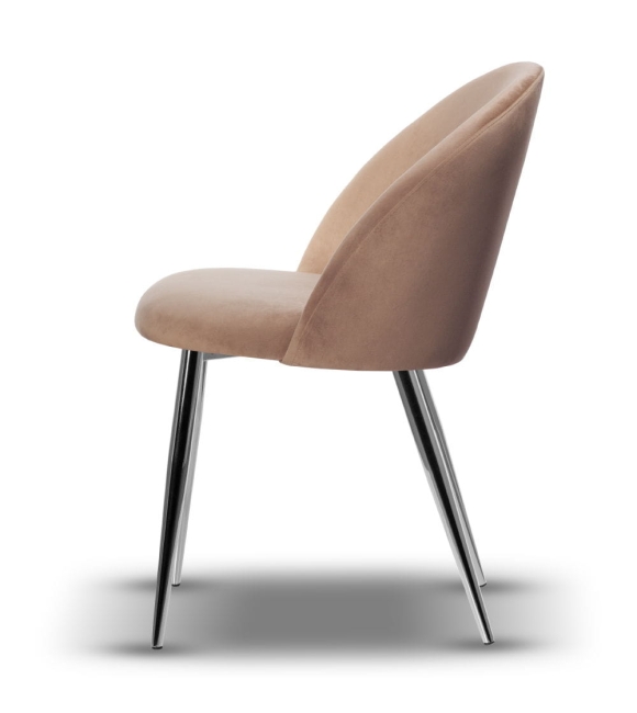 Krzesło Welurowe SOUL noga chrom ciemny beż