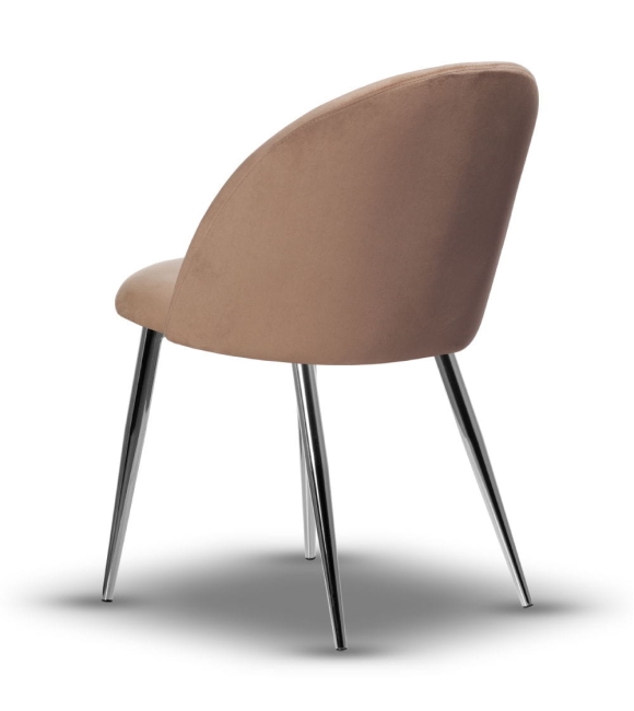 Krzesło Welurowe SOUL noga chrom ciemny beż