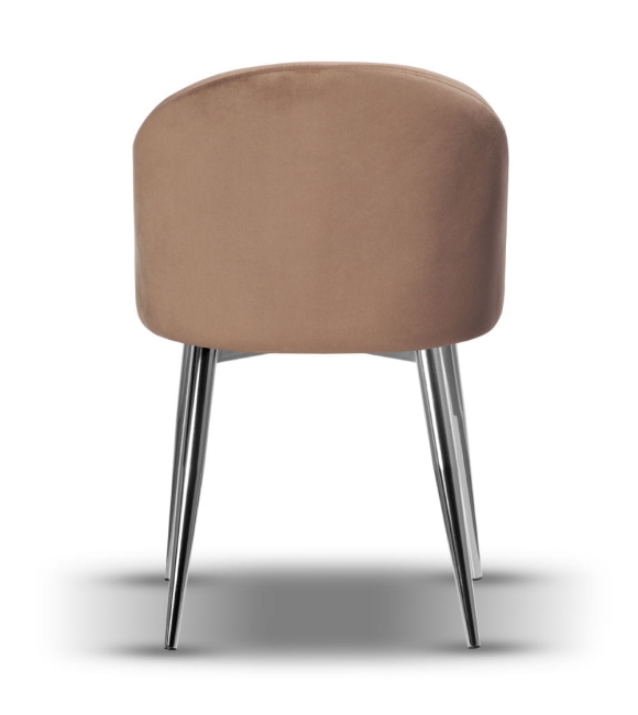 Krzesło Welurowe SOUL noga chrom ciemny beż