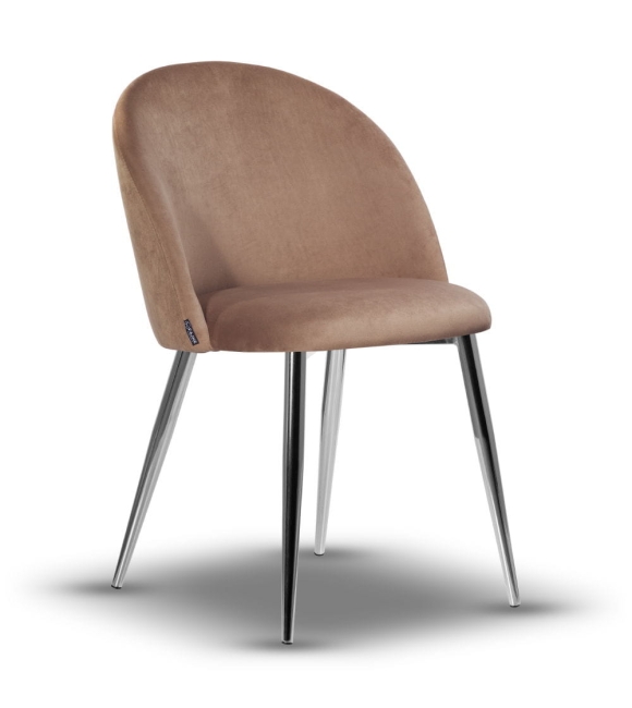 Krzesło Welurowe SOUL noga chrom ciemny beż