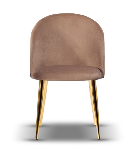 Krzesło Welurowe SOUL noga złota ciemny beż