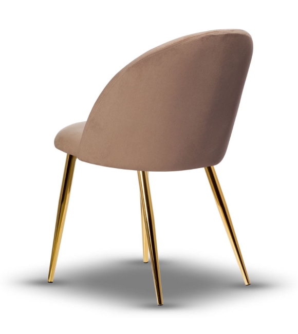Krzesło Welurowe SOUL noga złota ciemny beż