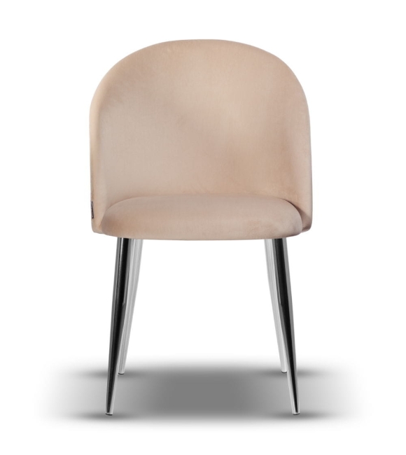 Krzesło Welurowe SOUL noga chrom jasno beżowe