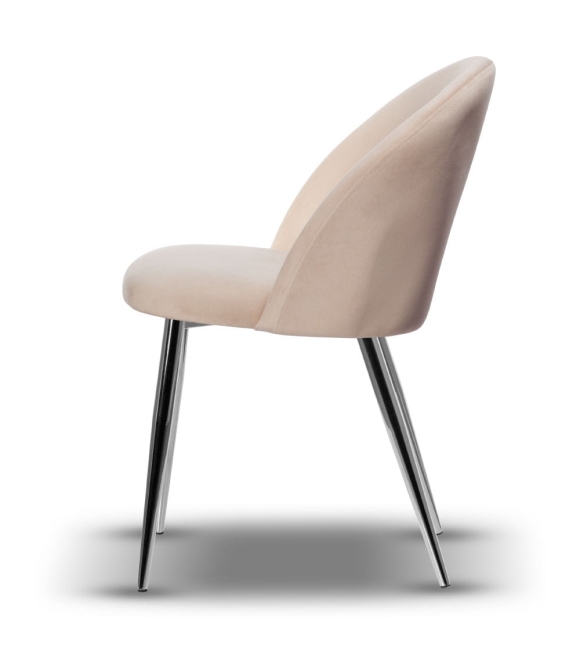 Krzesło Welurowe SOUL noga chrom jasno beżowe