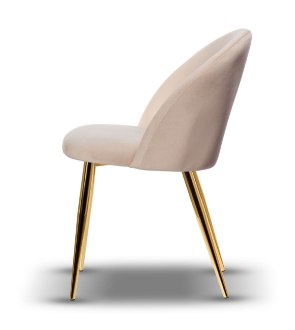 Krzesło Welurowe SOUL noga złota jasno beżowe