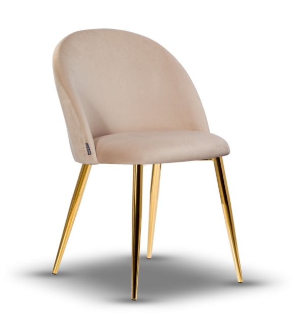 Krzesło Welurowe SOUL noga złota jasno beżowe