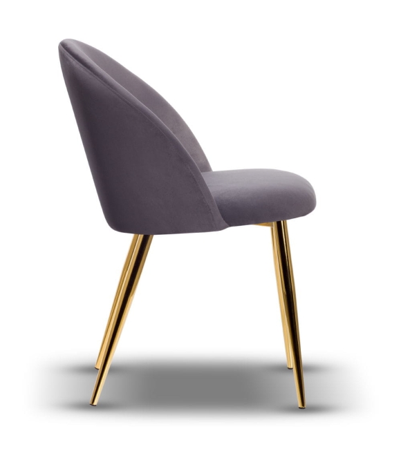 Krzesło Welurowe SOUL ciemne szare noga złota