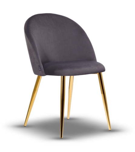 Krzesło Welurowe SOUL ciemne szare noga złota