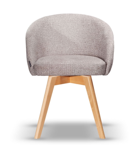 Krzesło Tapicerowane Obrotowe FLOW szare noga drewniana dąb