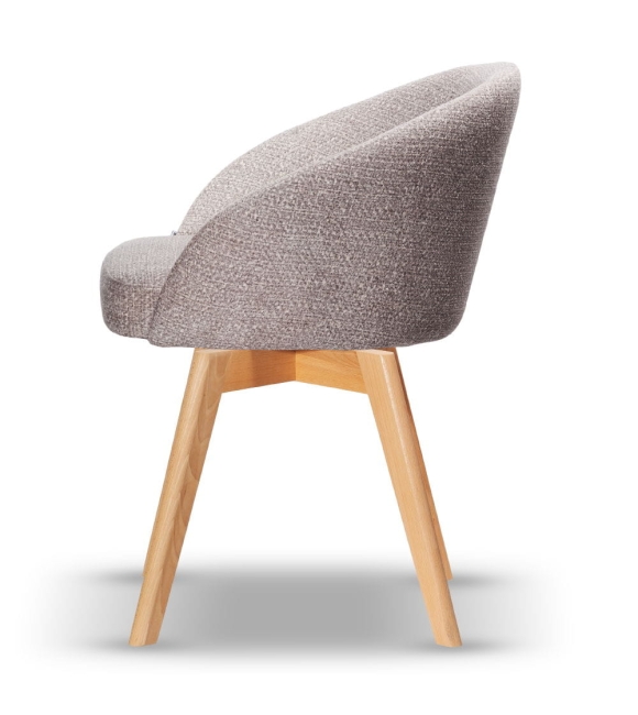 Krzesło Tapicerowane Obrotowe FLOW szare noga drewniana dąb