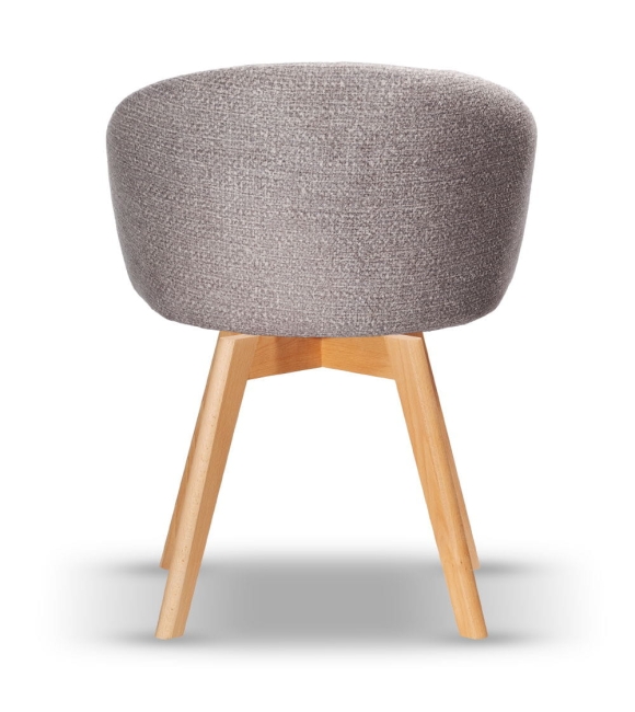 Krzesło Tapicerowane Obrotowe FLOW szare noga drewniana dąb