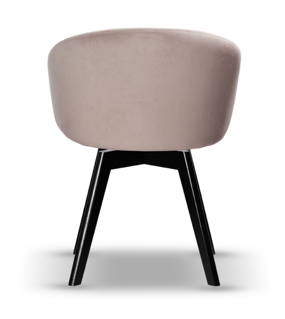 Krzesło Welurowe Obrotowe FLOW beżowe noga drewniana czarna
