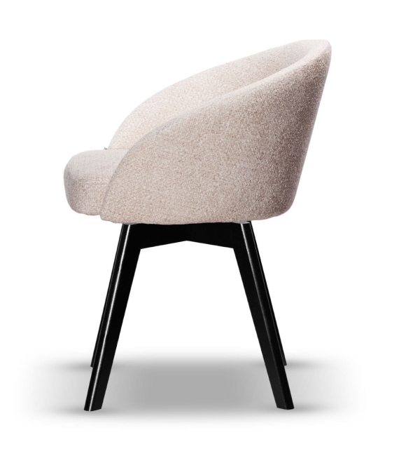 Krzesło Tapicerowane Obrotowe FLOW beżowe noga drewniana czarna