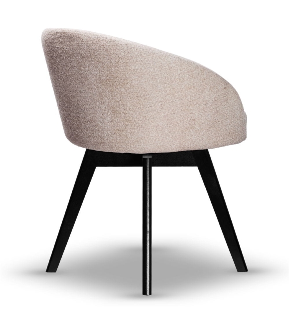 Krzesło Tapicerowane Obrotowe FLOW beżowe noga drewniana czarna