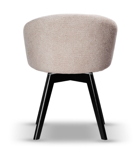 Krzesło Tapicerowane Obrotowe FLOW beżowe noga drewniana czarna