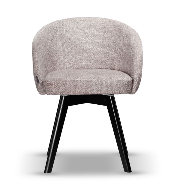 Krzesło Tapicerowane Obrotowe FLOW szare noga drewniana czarna