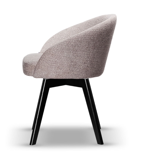 Krzesło Tapicerowane Obrotowe FLOW szare noga drewniana czarna