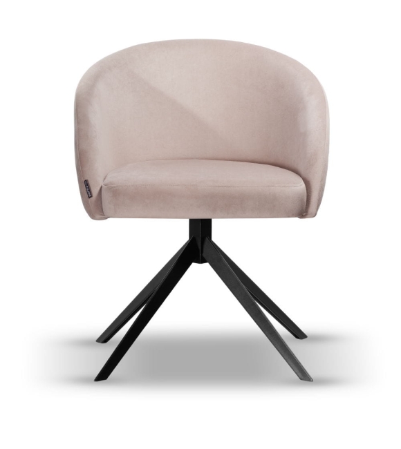 Krzesło Welurowe Obrotowe FLOW beżowe metalowa obrotnica slim