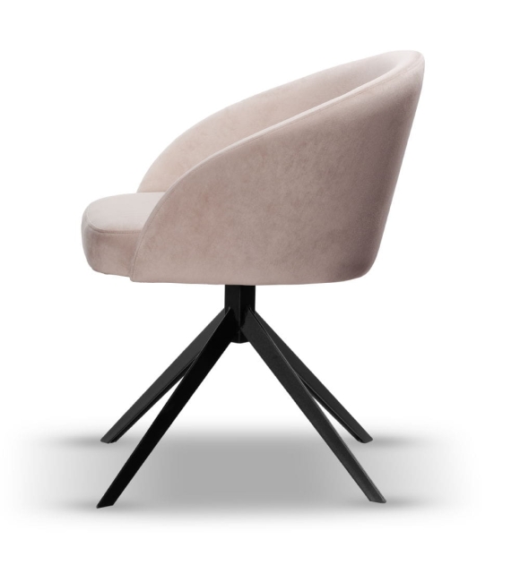 Krzesło Welurowe Obrotowe FLOW beżowe metalowa obrotnica slim