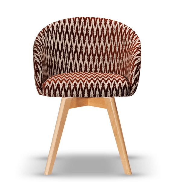 Krzesło Tapicerowane Obrotowe FLOW noga drewniana kolor dąb