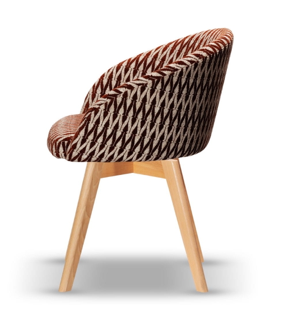 Krzesło Tapicerowane Obrotowe FLOW noga drewniana kolor dąb