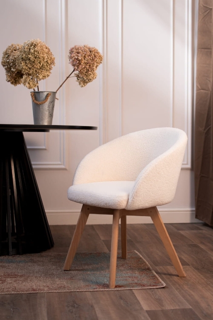 Krzesło Tapicerowane Obrotowe FLOW noga drewniana kolor dąb