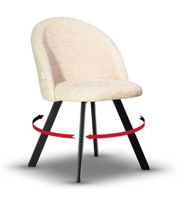 krzesło boucle z obrotowym siedziskiem SOUL jasny beż