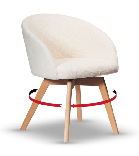 Krzesło Tapicerowane Obrotowe FLOW noga drewniana kolor dąb