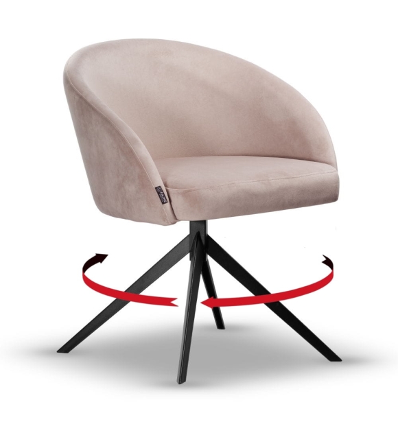 Krzesło Welurowe Obrotowe FLOW beżowe metalowa obrotnica slim