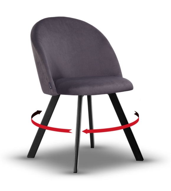 Krzesło Welurowe Obrotowe SOUL ciemny szary