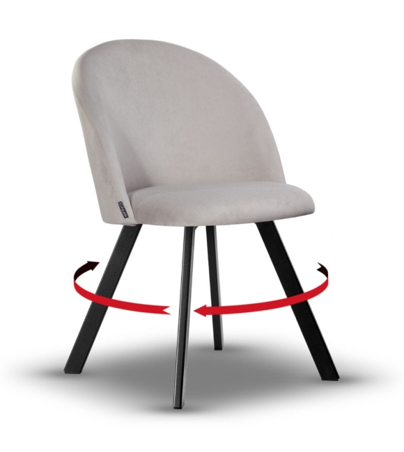 Krzesło Welurowe Obrotowe SOUL jasny szary