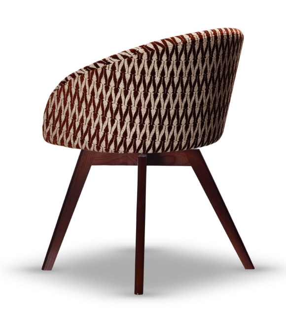 Krzesło Tapicerowane Obrotowe FLOW noga drewniana orzech